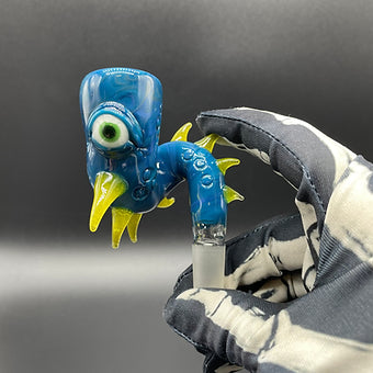 Hand-blown 14mm Loopty Loop Peacock Slide - Leviathan Glass original
