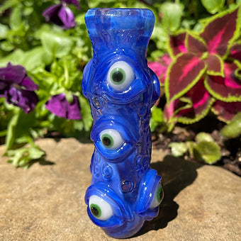 Hand-blown Sonic Eat Me Chillum - Leviathan Glass original