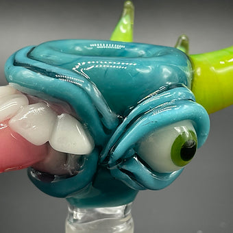Hand-blown 14mm citrine UV reactive slide - Leviathan Glass original