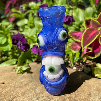 Hand-blown Sonic Eat Me Chillum - Leviathan Glass original
