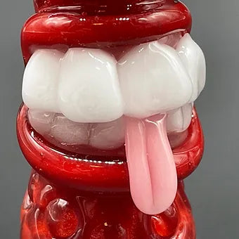 Hand-blown Red UV Reactive Chillum - Leviathan Glass original