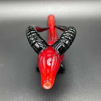 Hand-blown large red taurus steamroller - Leviathan Glass original