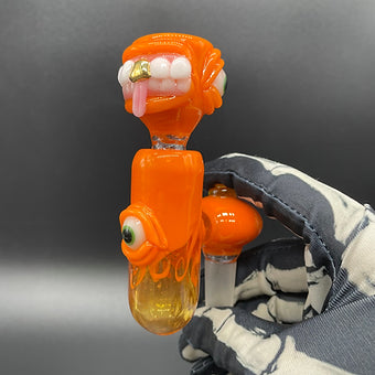 14mm lava mini ash catcher set with pumpkin slide. detail view - premium glass art