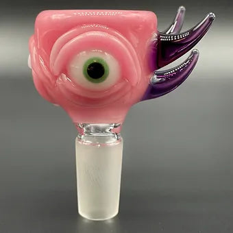 Hand-blown 14mm 4 hole Blush Pink Slide - Leviathan Glass original