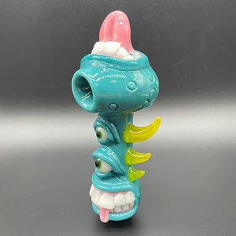 Close-up of Agua Azule Guardian Of The Rabbit Hole Spoon - handcrafted glass
