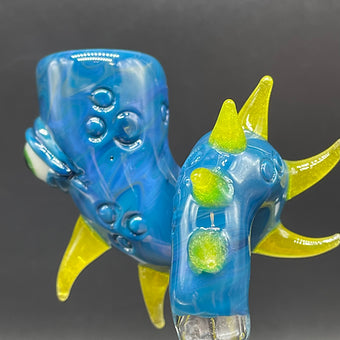 Hand-blown 14mm Loopty Loop Peacock Slide - Leviathan Glass original