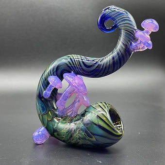 Hand-blown Pink Slime Mushroom Sherlock sher-1 - Leviathan Glass original