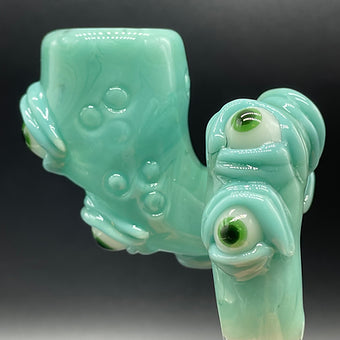 Hand-blown 14mm Loopty Loop Aqua Slide - Leviathan Glass original