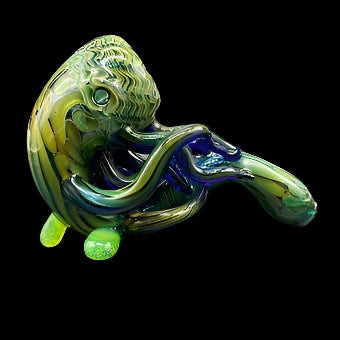 Close-up of Gold Fume Tentacle Sherlock sher-4 - handcrafted glass
