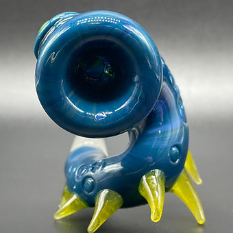 Hand-blown 14mm Loopty Loop Peacock Slide - Leviathan Glass original