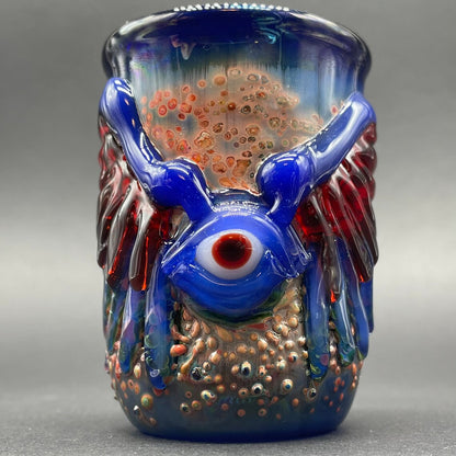 Winged phoenix shot glass (blue) craftsmanship - artisan glass work