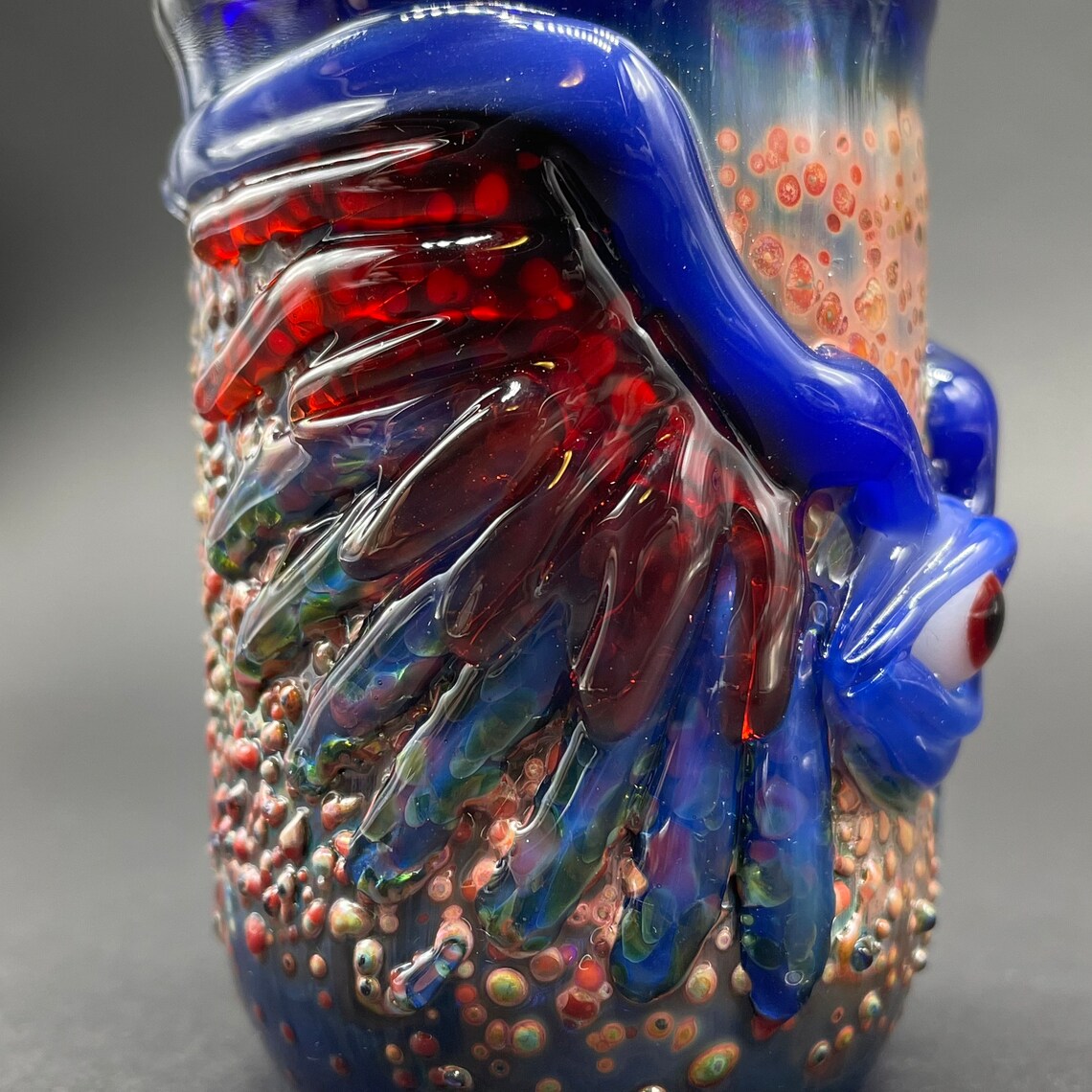 Winged phoenix shot glass (blue) glass art - premium handcrafted piece