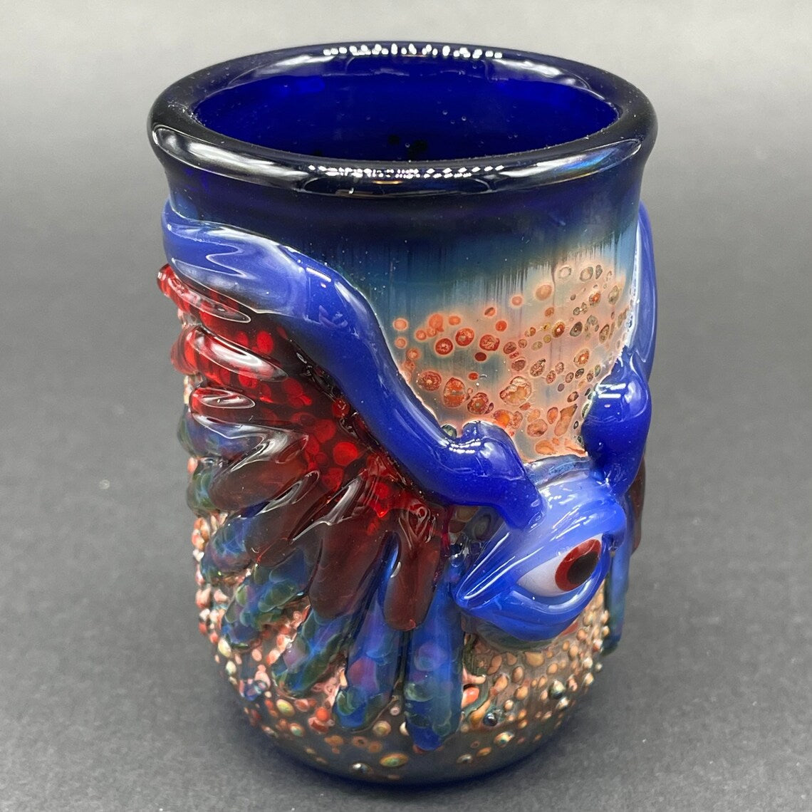 Premium Winged phoenix shot glass (blue) - collectible glass art