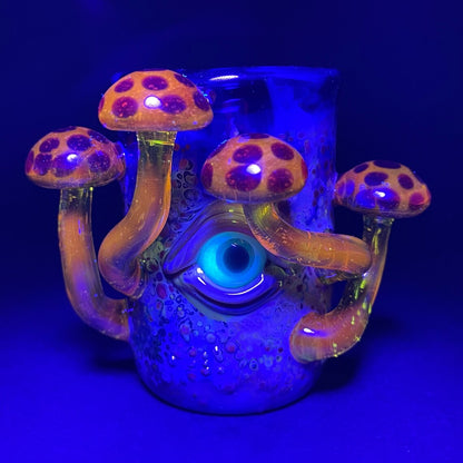 Hand-blown Yellow mushroom shot glass - Leviathan Glass original