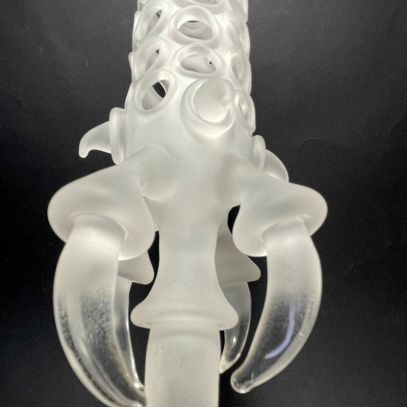 Glass claw sculpture detail view - premium glass art