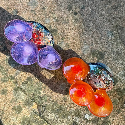 2 mushroom magnets craftsmanship - artisan glass work