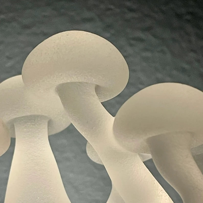 Hand-blown Large Mushroom, frosted clear glass led night light. #1 - Leviathan Glass original