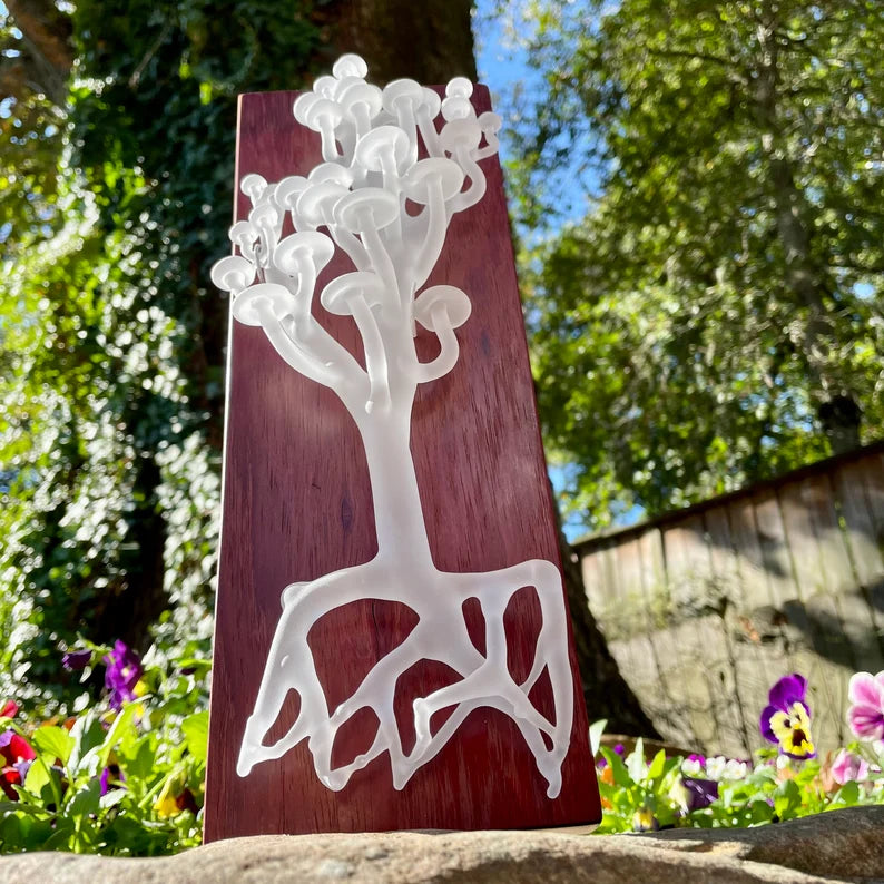 Hand-blown Mushroom wall sculpture - Leviathan Glass original