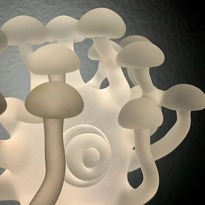 Large Mushroom, frosted clear glass led night light. #1 glass art - premium handcrafted piece