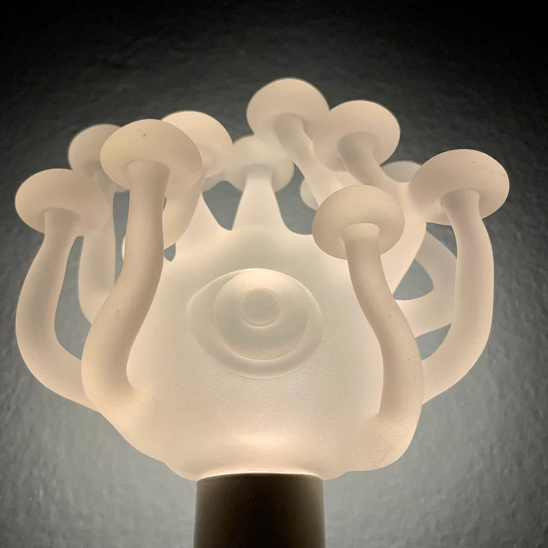 Artisan glass Large Mushroom, frosted clear glass led night light. #1 - detailed craftsmanship