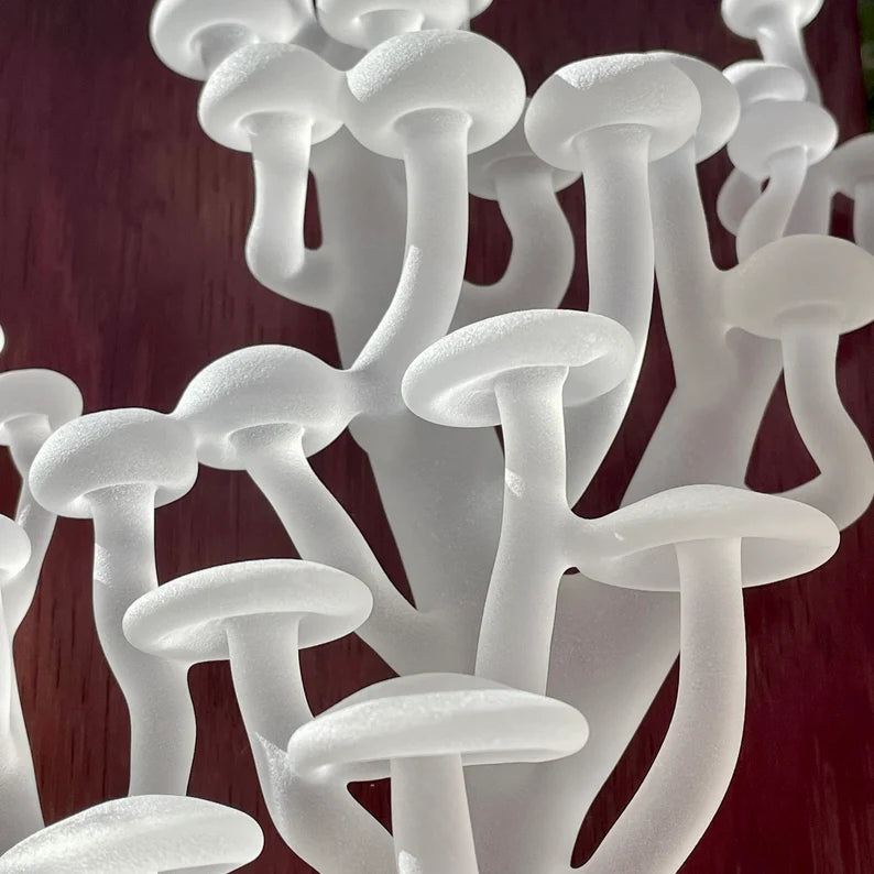 Mushroom wall sculpture craftsmanship - artisan glass work
