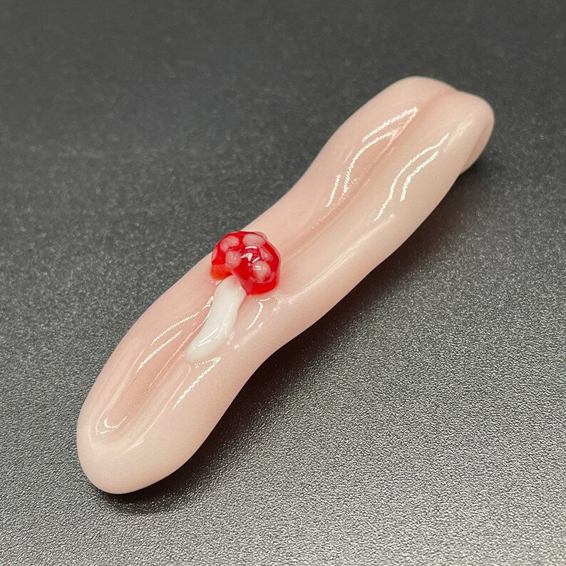 Hand-blown Glass mushroom Tongue pendant - Leviathan Glass original