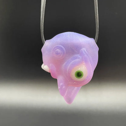 Hand-blown Pink slime shnozzle pendant - Leviathan Glass original