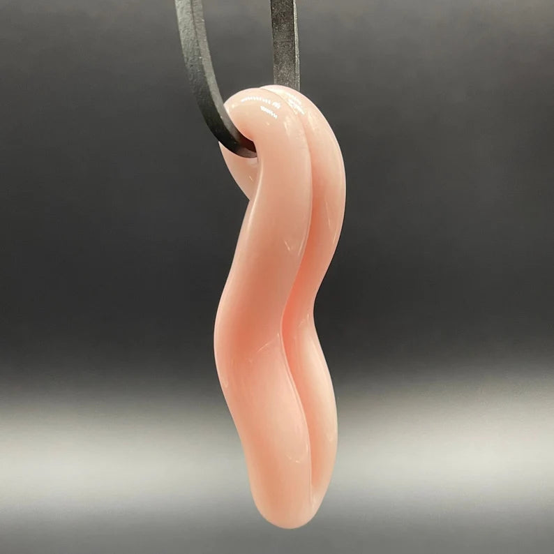 Glass Tongue pendant detail view - premium glass art