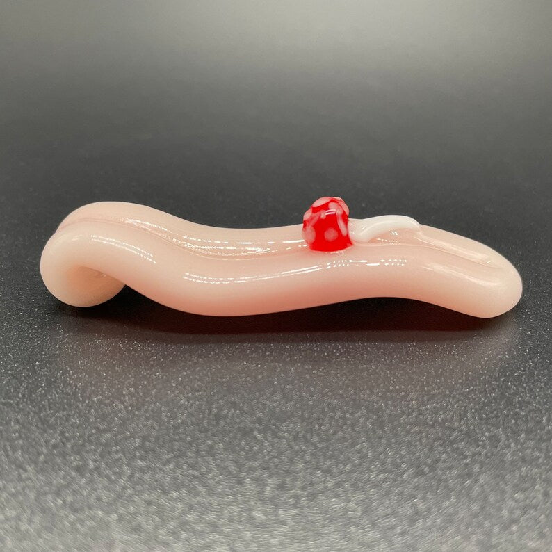Glass mushroom Tongue pendant craftsmanship - artisan glass work
