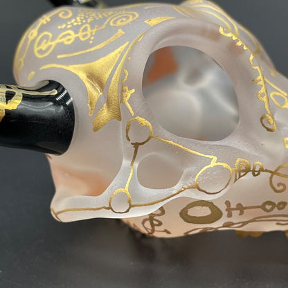 Leviathan Glass Mystical Gold rune bull skull - hand-blown art