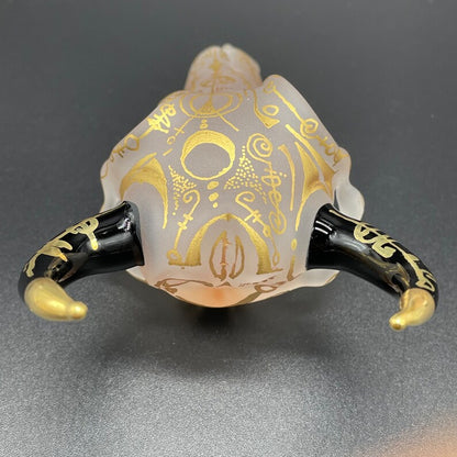 Premium Mystical Gold rune bull skull - collectible glass art