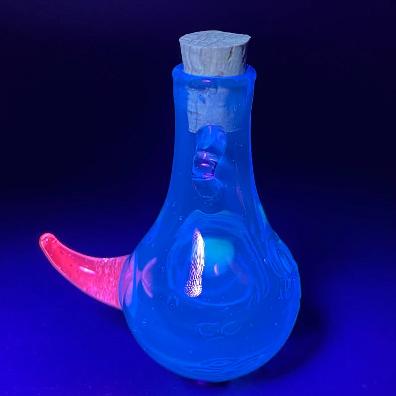 Hand-blown Blacklight potion bottle - Leviathan Glass original