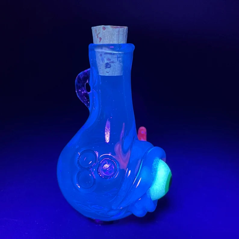 Hand-blown Blacklight potion bottle - Leviathan Glass original