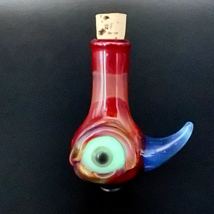 Sunrise red cyclops potion bottle by Leviathan Glass - artisan detail