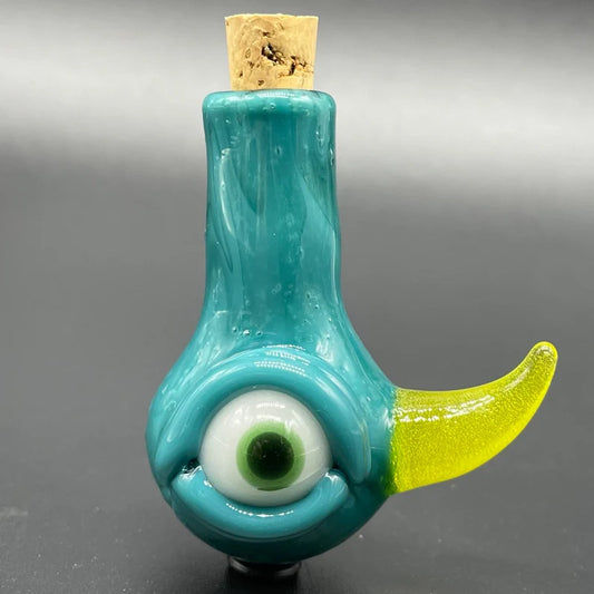 Agua azule cyclops potion bottle detail view - premium glass art