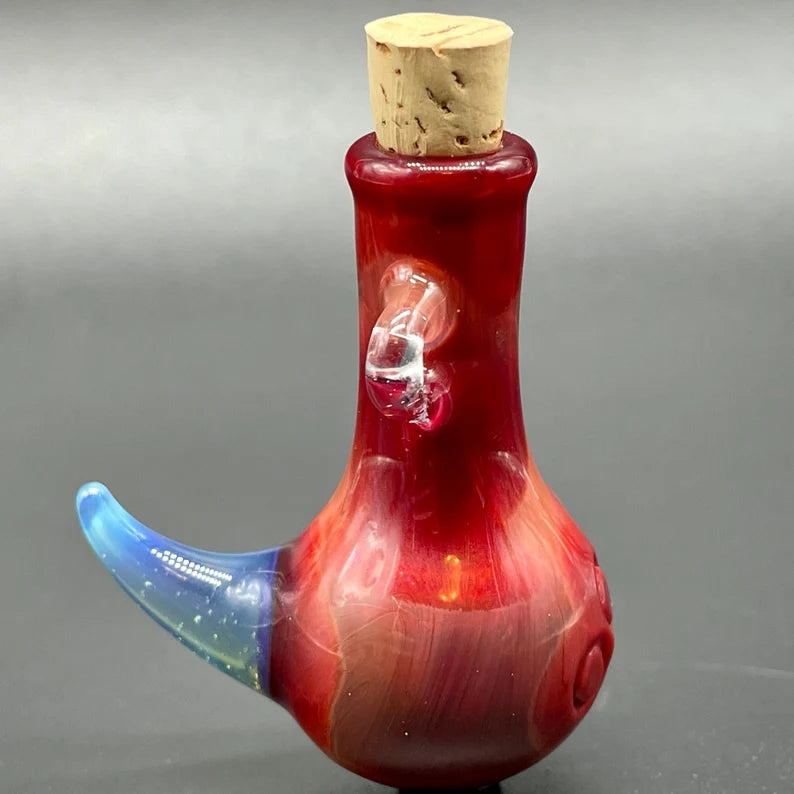 Sunrise red cyclops potion bottle glass art - premium handcrafted piece