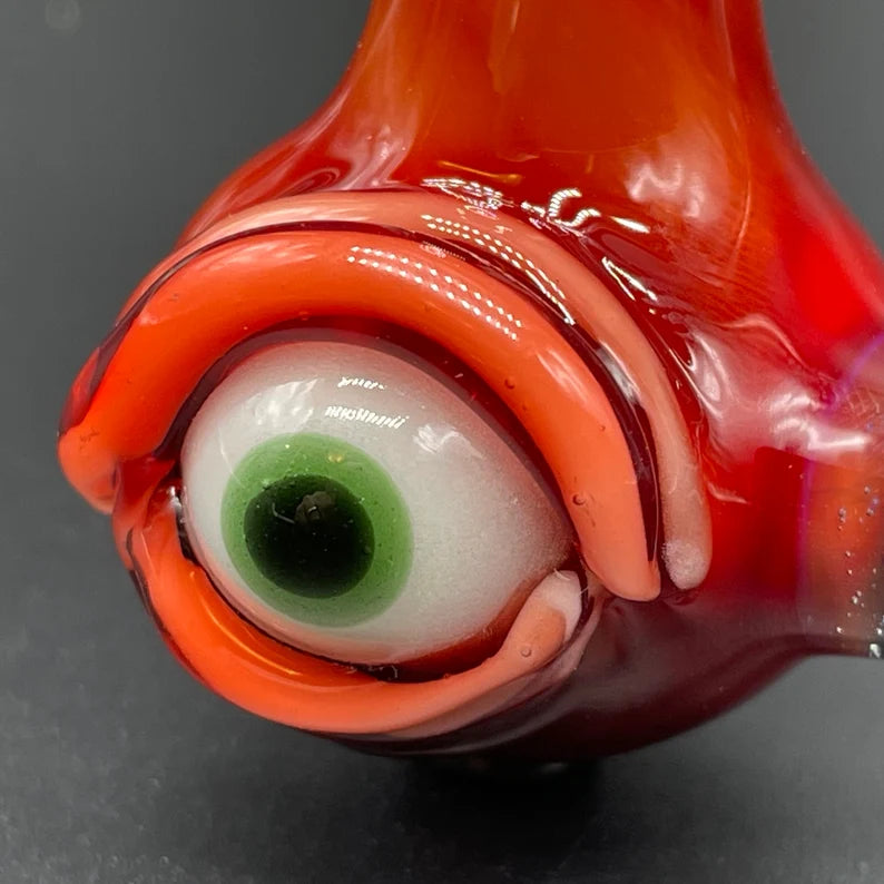 Leviathan Glass Red over white cyclops potion bottle - hand-blown art