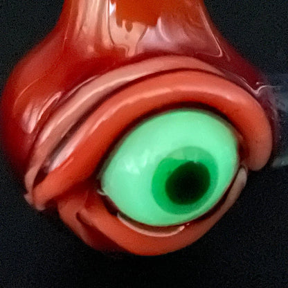 Red over white cyclops potion bottle glass art - premium handcrafted piece