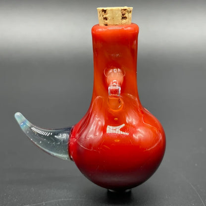 Premium Red over white cyclops potion bottle - collectible glass art