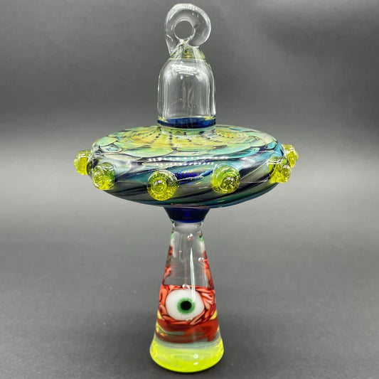 Hand-blown glass Alien abduction ornament (Brain) by Leviathan Glass
