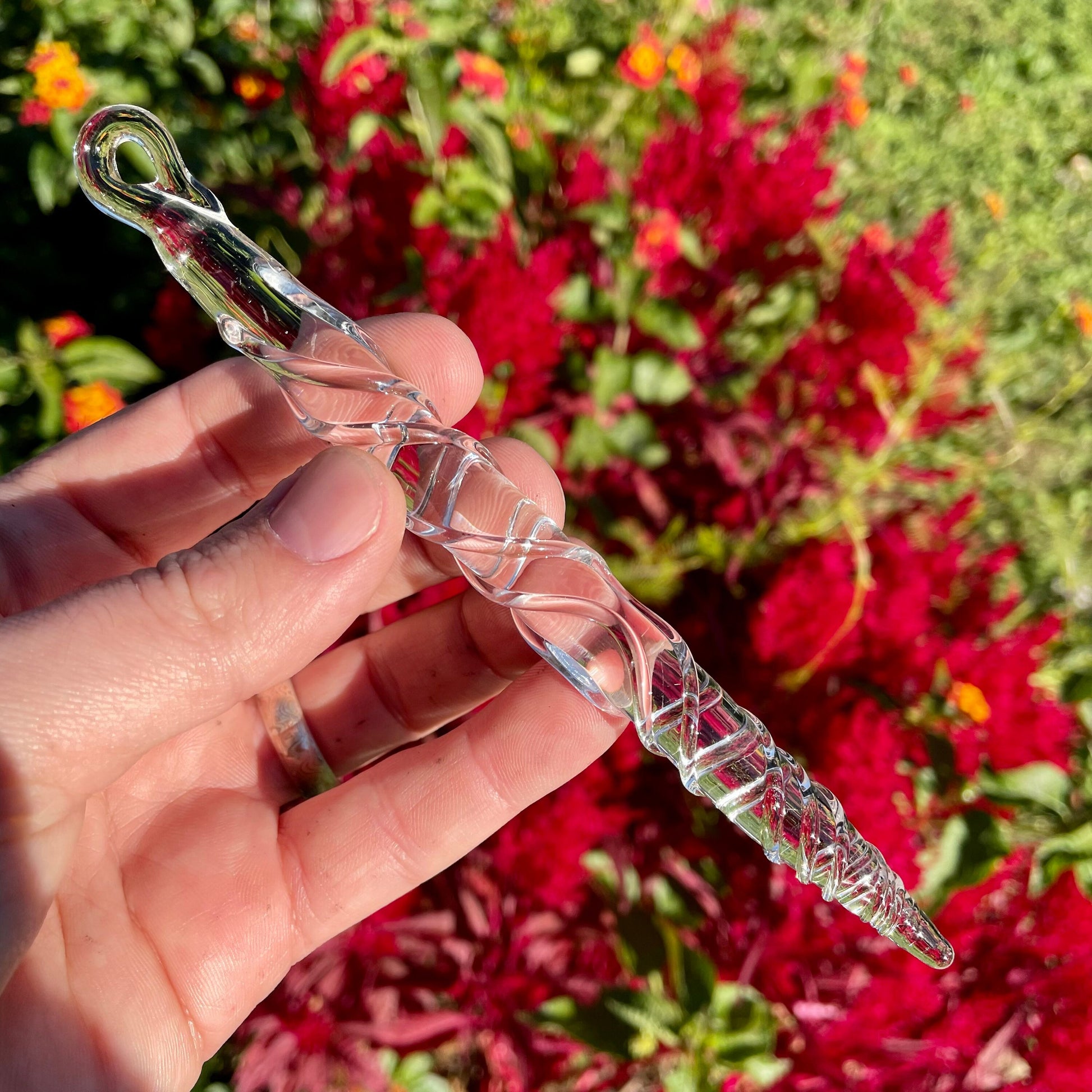 Clear glass icicles craftsmanship - artisan glass work