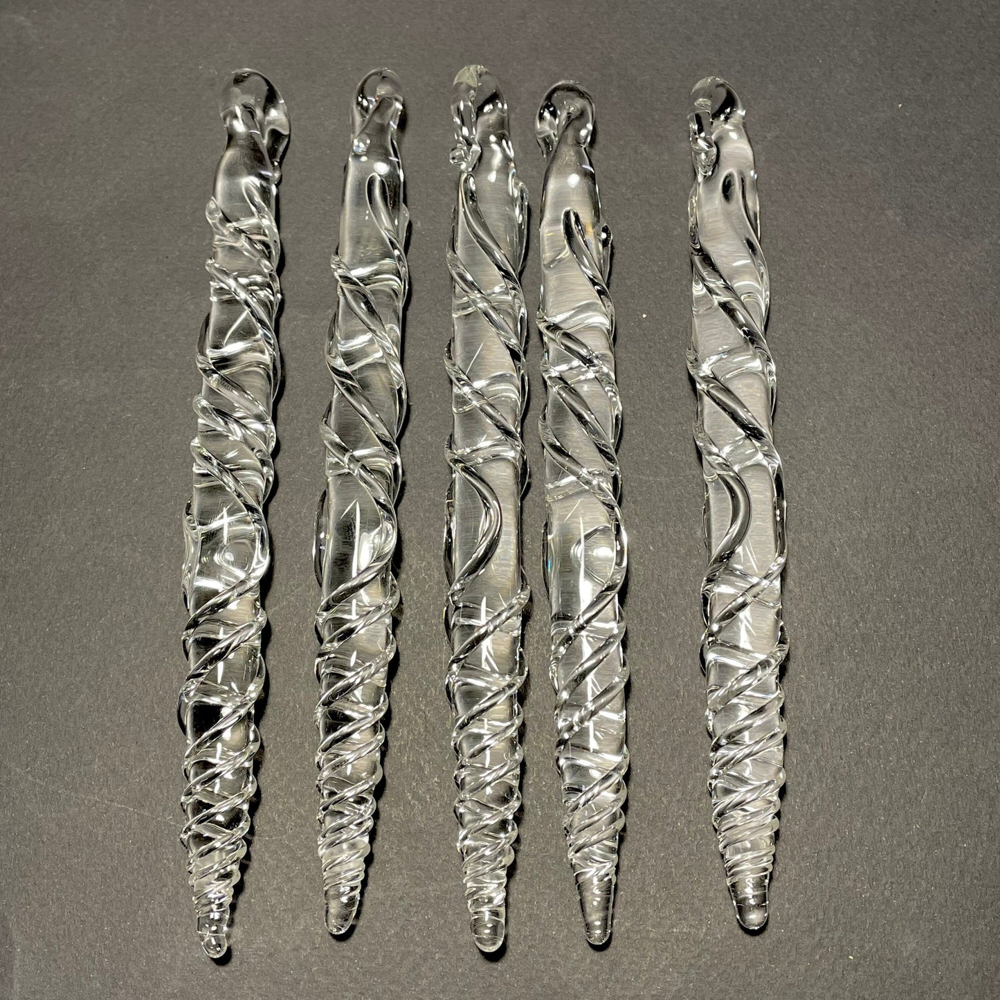 Clear glass icicles detail view - premium glass art