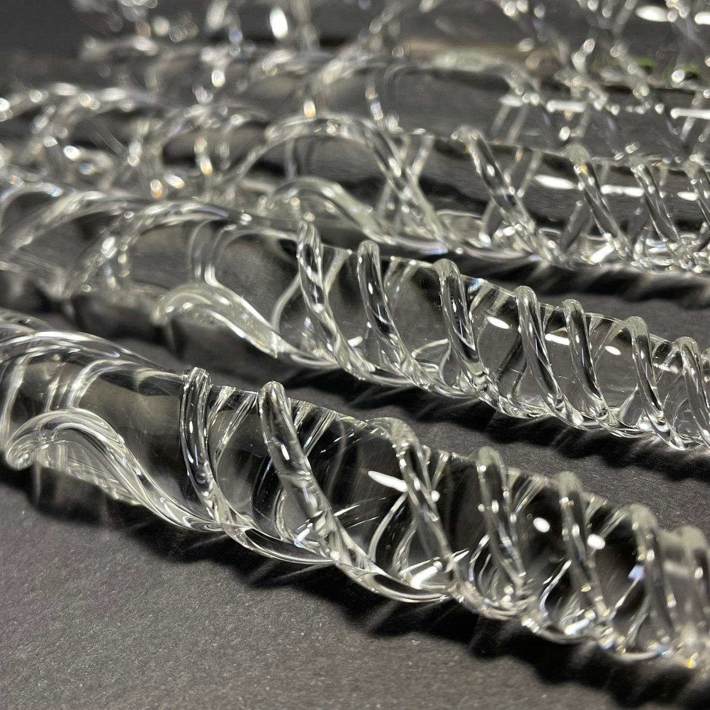 Close-up of Clear glass icicles - handcrafted glass