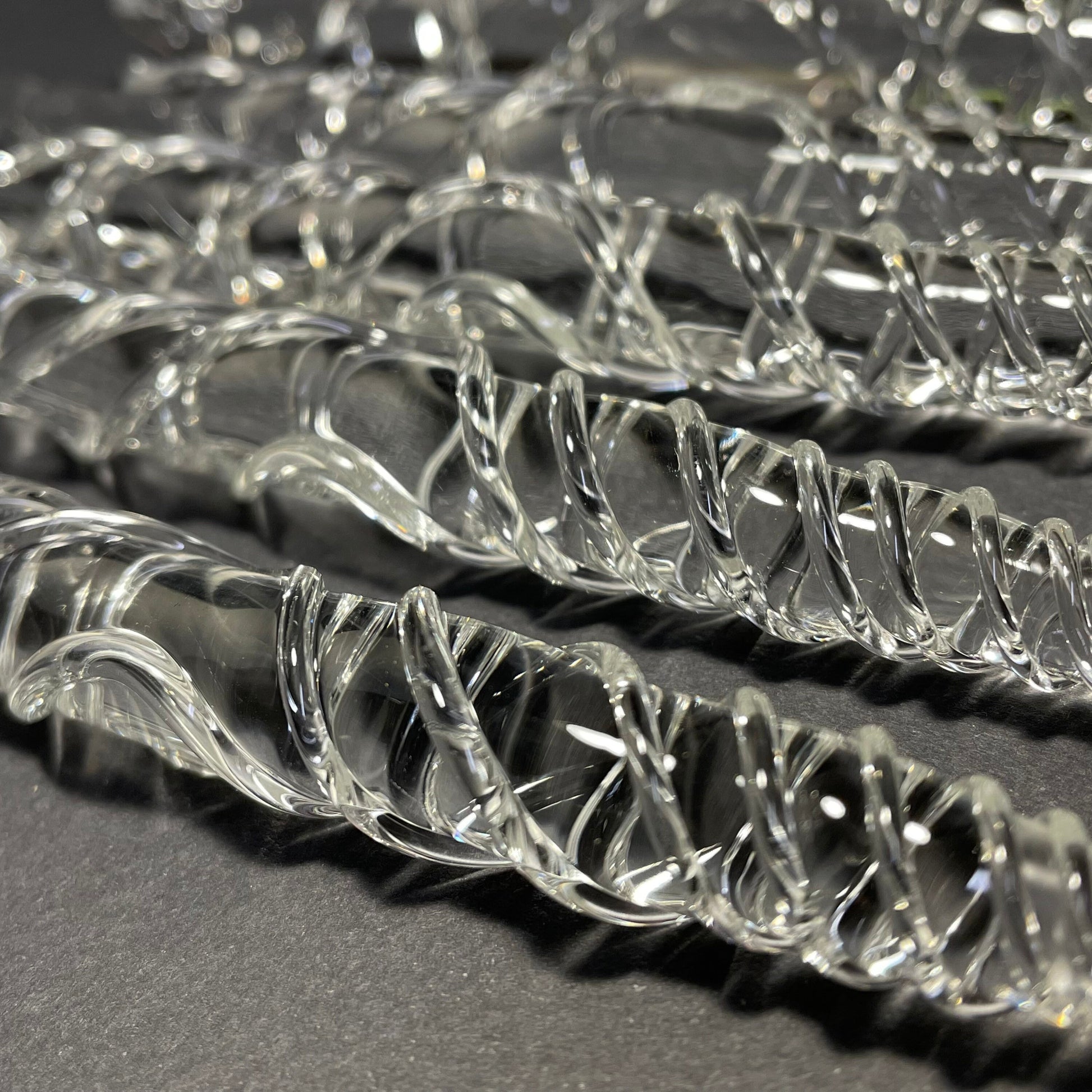 Close-up of Clear glass icicles - handcrafted glass