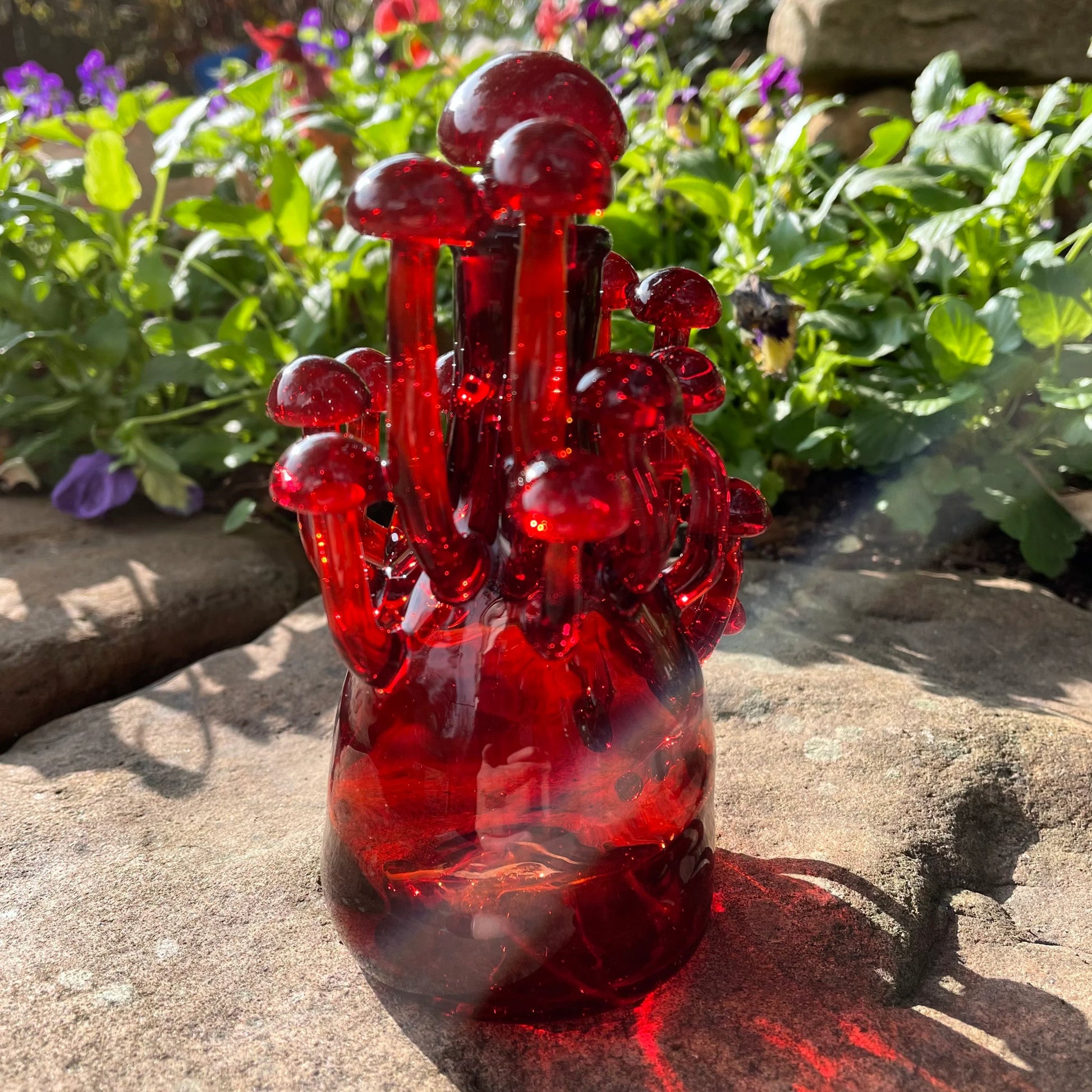 Leviathan Glass Red mushroom decanter - hand-blown art