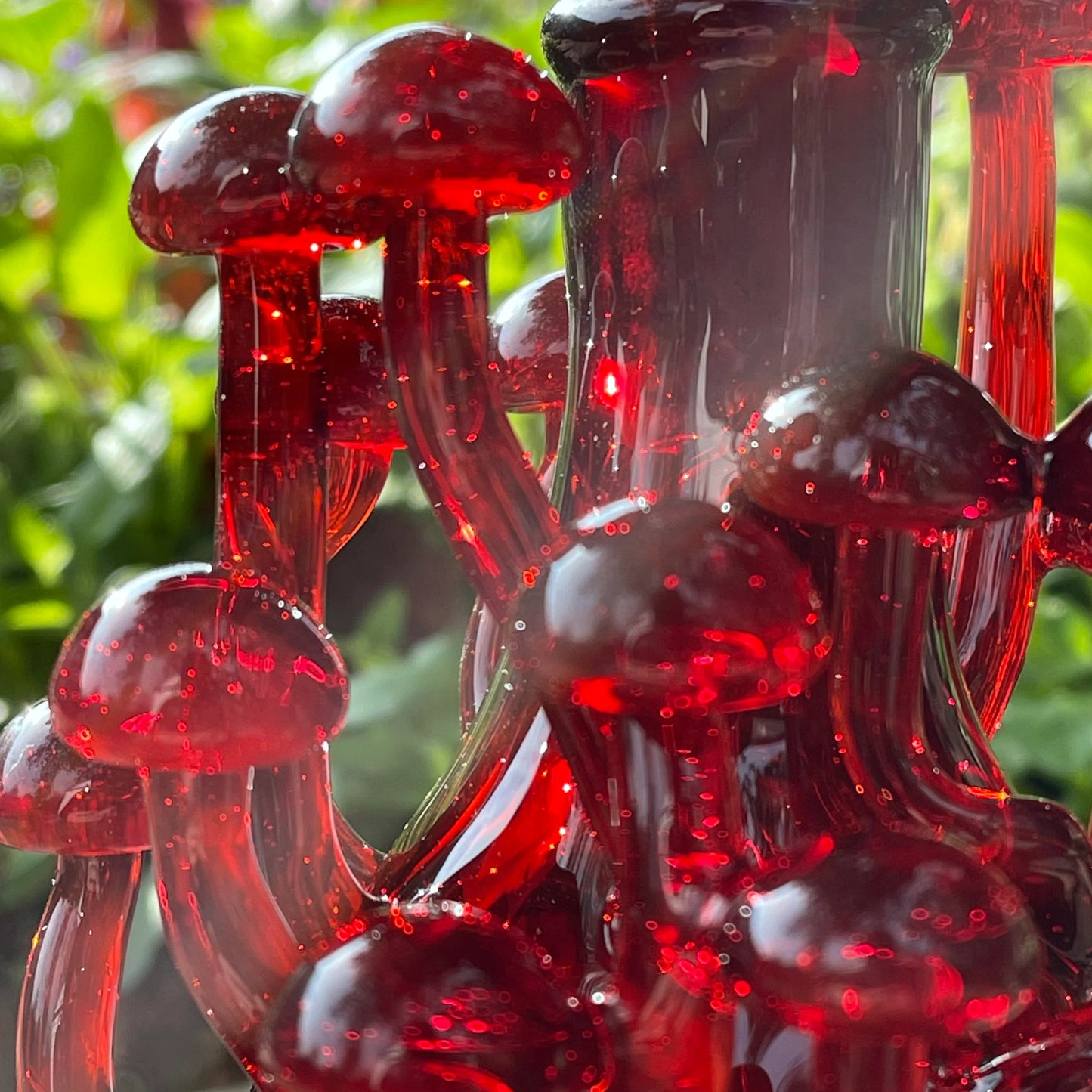 Red mushroom decanter glass art - premium handcrafted piece