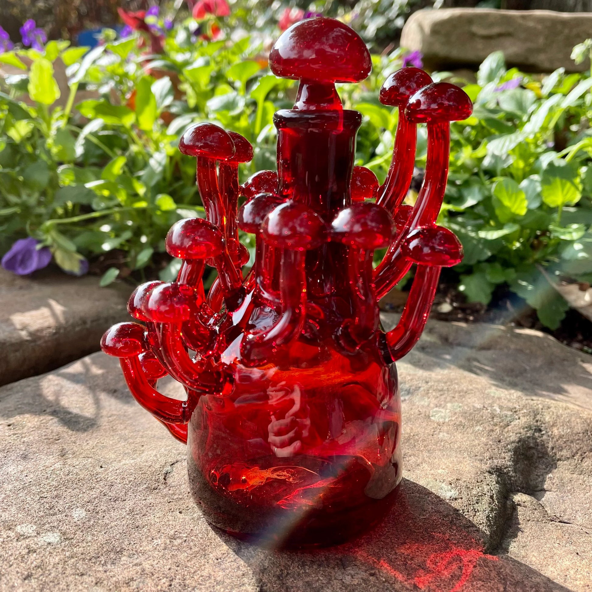 Premium Red mushroom decanter - collectible glass art