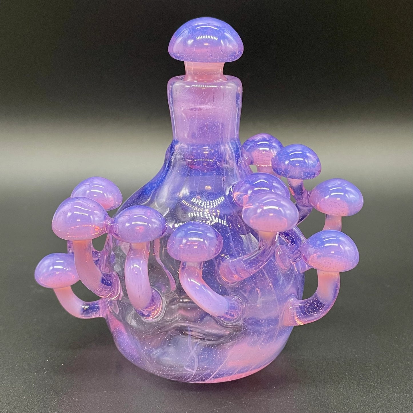 Pink slime mushroom decanter by Leviathan Glass - artisan detail