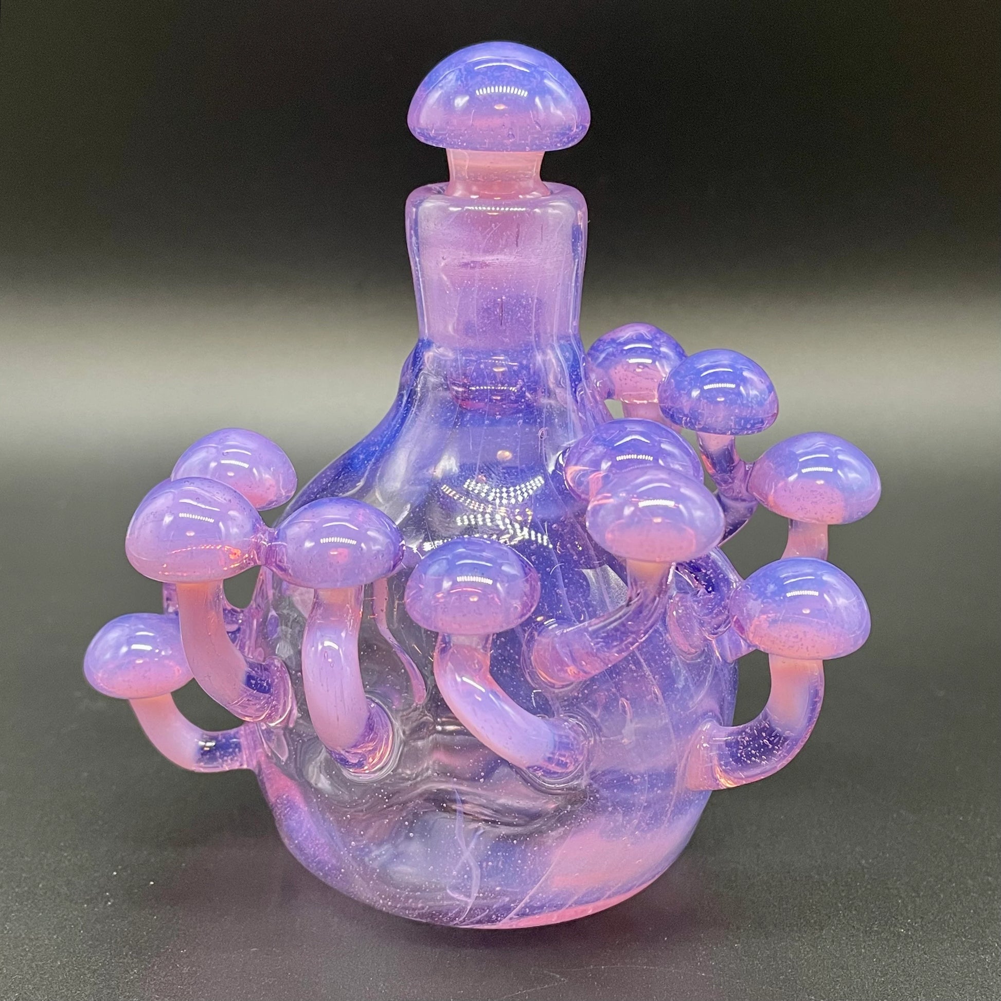 Pink slime mushroom decanter by Leviathan Glass - artisan detail