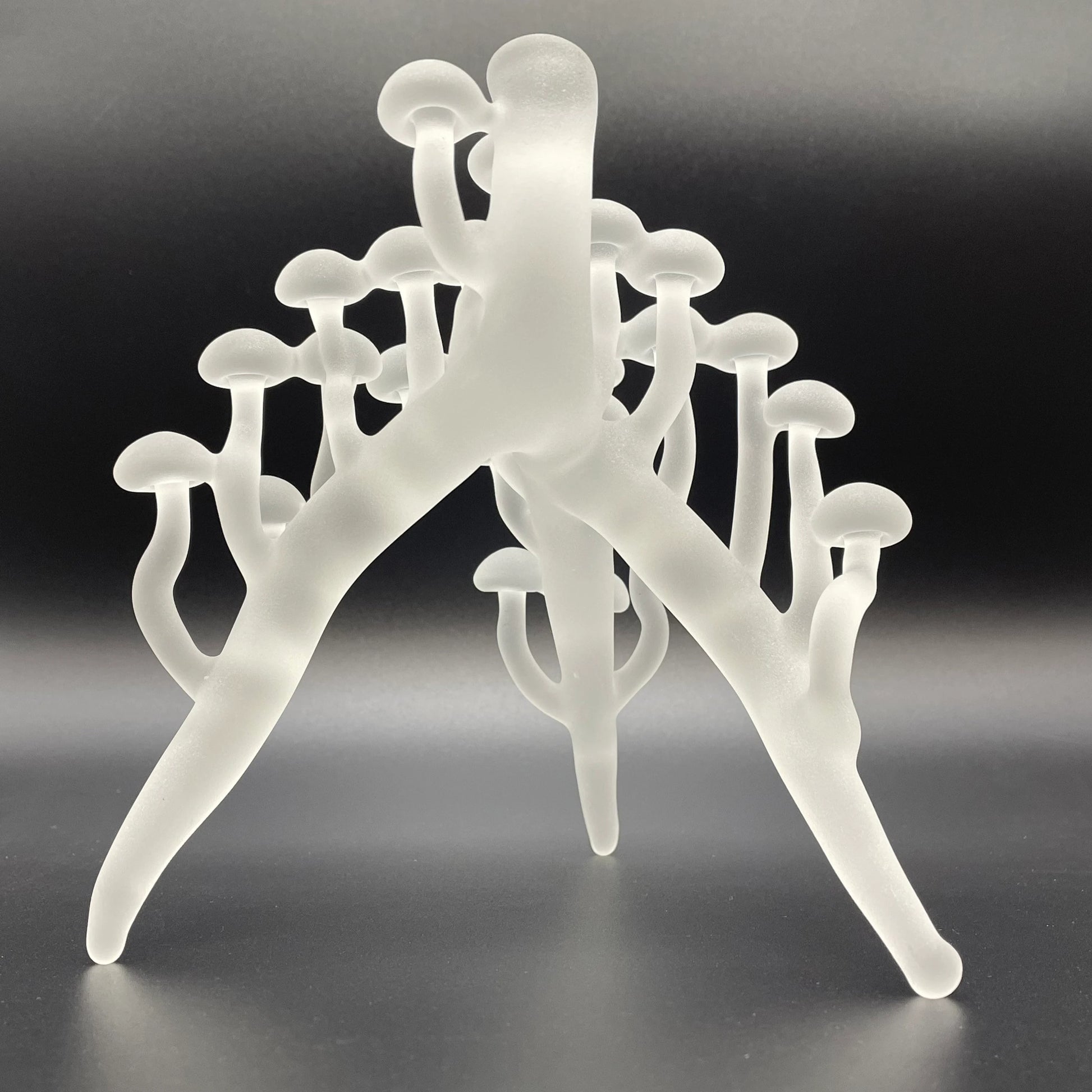 Close-up of Glass mushroom sculpture - handcrafted glass